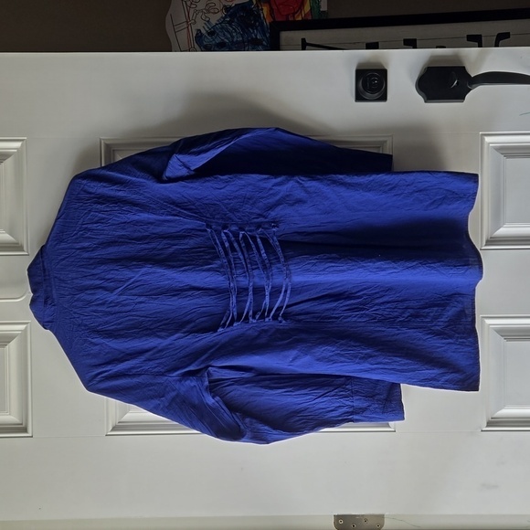 Tommy Bahama 100% Cotton Navy Button Down Tunic - Picture 3 of 6